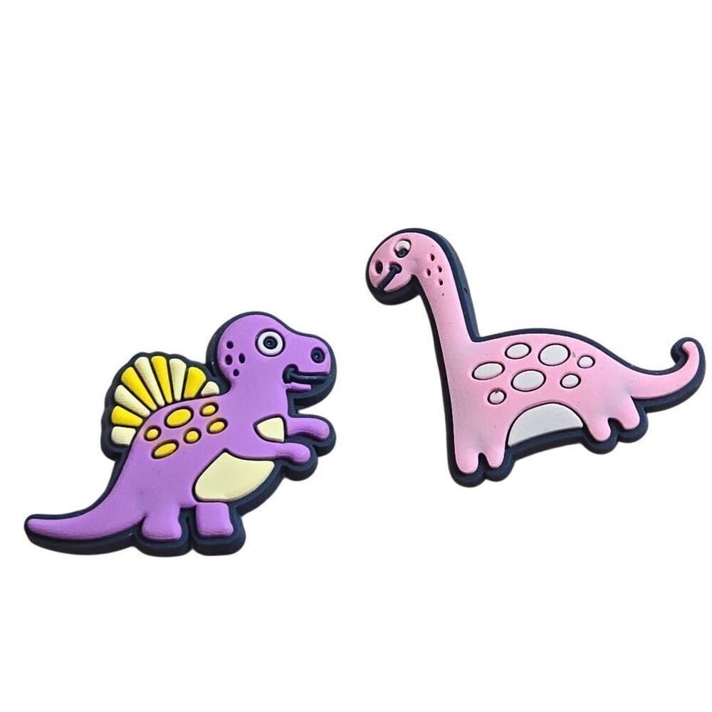 Jibbitz Style Shoe Charm Pink Purple Dinosaurs